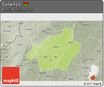 Physical 3D Map of Solenzo, semi-desaturated