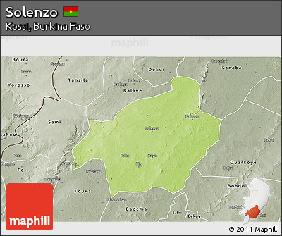 Physical 3D Map of Solenzo, semi-desaturated