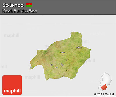 Satellite 3D Map of Solenzo, single color outside