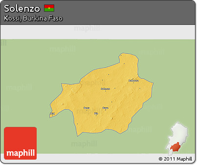 Savanna Style 3D Map of Solenzo, single color outside