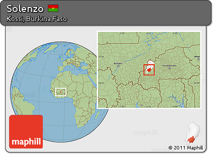 Savanna Style Location Map of Solenzo, highlighted parent region