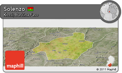 Satellite Panoramic Map of Solenzo, semi-desaturated