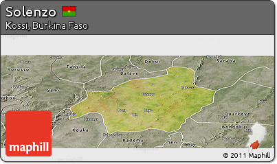 Satellite Panoramic Map of Solenzo, semi-desaturated