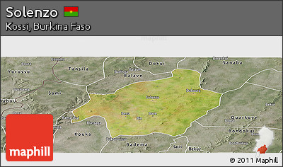 Satellite Panoramic Map of Solenzo, semi-desaturated