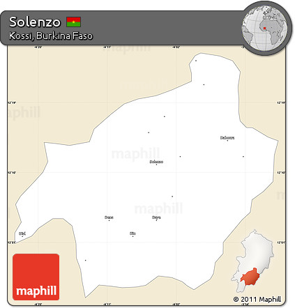 Classic Style Simple Map of Solenzo, single color outside