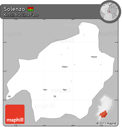 Gray Simple Map of Solenzo, single color outside