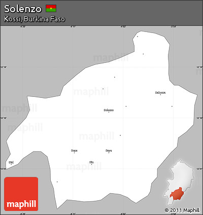 Gray Simple Map of Solenzo, single color outside