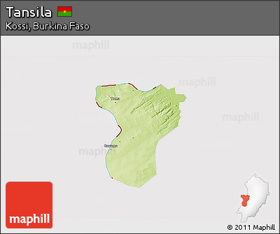 Physical 3D Map of Tansila, cropped outside