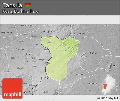 Physical 3D Map of Tansila, desaturated