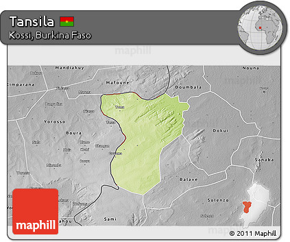 Physical 3D Map of Tansila, desaturated