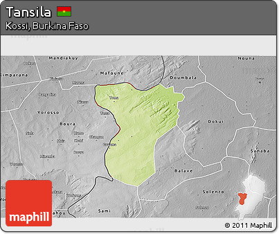 Physical 3D Map of Tansila, desaturated