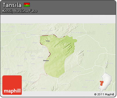 Physical 3D Map of Tansila, lighten