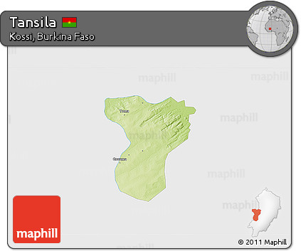 Physical 3D Map of Tansila, single color outside
