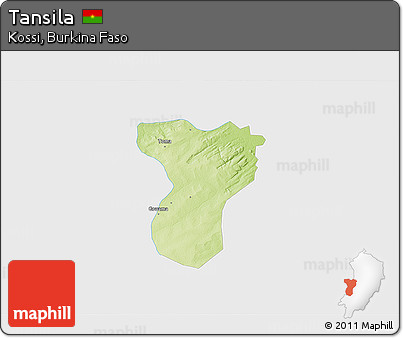 Physical 3D Map of Tansila, single color outside