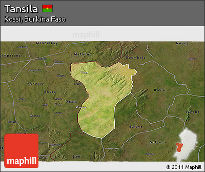Satellite 3D Map of Tansila, darken