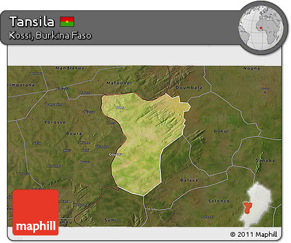 Satellite 3D Map of Tansila, darken
