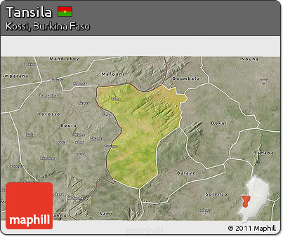 Satellite 3D Map of Tansila, semi-desaturated