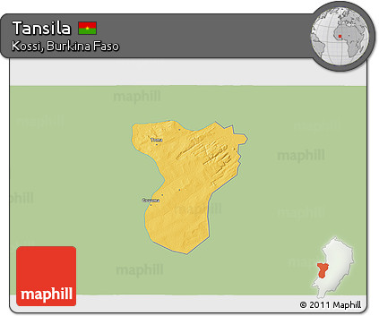 Savanna Style 3D Map of Tansila, single color outside