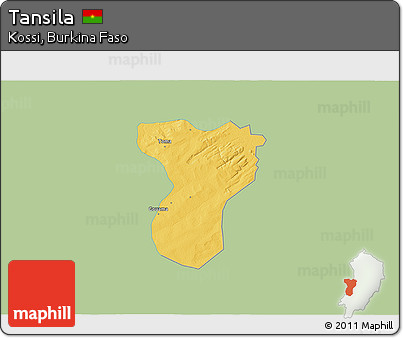 Savanna Style 3D Map of Tansila, single color outside