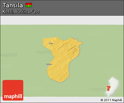 Savanna Style 3D Map of Tansila, single color outside