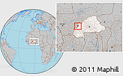 Gray Location Map of Tansila, highlighted country, within the entire country