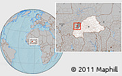 Gray Location Map of Tansila, highlighted country, highlighted parent region, within the entire country, hill shading