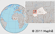 Gray Location Map of Tansila, highlighted country, highlighted parent region, within the entire country