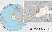 Gray Location Map of Tansila, highlighted country, highlighted parent region