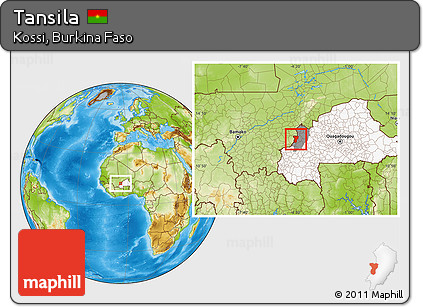 Physical Location Map of Tansila, highlighted country, highlighted parent region