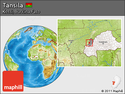 Physical Location Map of Tansila, highlighted country, highlighted parent region