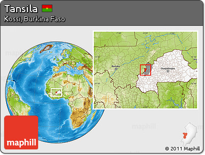 Physical Location Map of Tansila, highlighted country, highlighted parent region