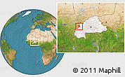 Satellite Location Map of Tansila, highlighted country, within the entire country