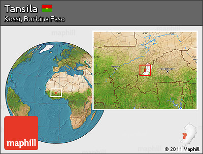 Satellite Location Map of Tansila, highlighted parent region