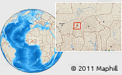 Shaded Relief Location Map of Tansila, within the entire country