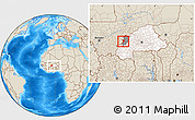 Shaded Relief Location Map of Tansila, highlighted country, highlighted parent region, within the entire country