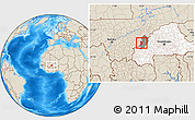Shaded Relief Location Map of Tansila, highlighted country, highlighted parent region