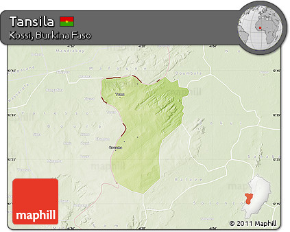 Physical Map of Tansila, lighten