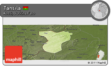 Physical Panoramic Map of Tansila, darken
