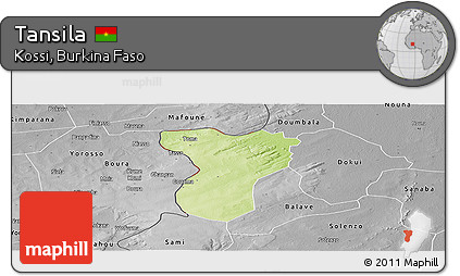 Physical Panoramic Map of Tansila, desaturated