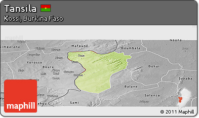 Physical Panoramic Map of Tansila, desaturated