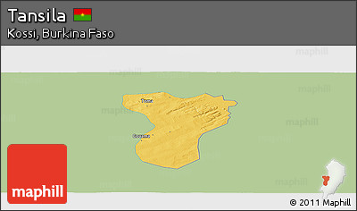 Savanna Style Panoramic Map of Tansila, single color outside