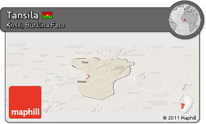 Shaded Relief Panoramic Map of Tansila, lighten