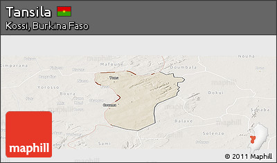 Shaded Relief Panoramic Map of Tansila, lighten