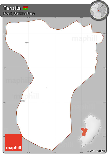 Gray Simple Map of Tansila, cropped outside