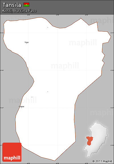 Gray Simple Map of Tansila, cropped outside