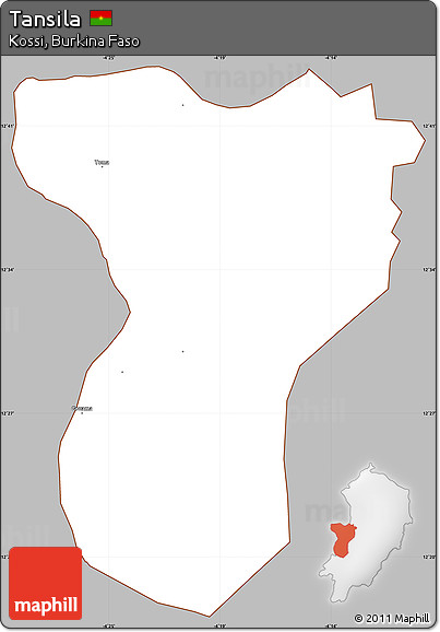 Gray Simple Map of Tansila, cropped outside
