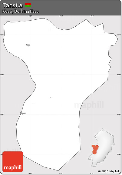 Silver Style Simple Map of Tansila, cropped outside