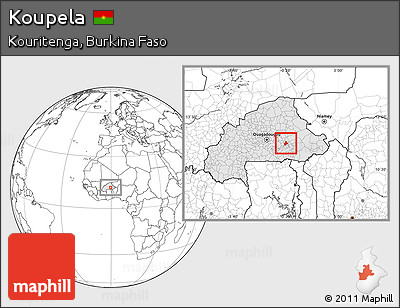 Blank Location Map of Koupela, highlighted country
