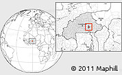 Blank Location Map of Koupela, highlighted country, highlighted parent region
