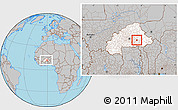 Gray Location Map of Koupela, highlighted country, within the entire country